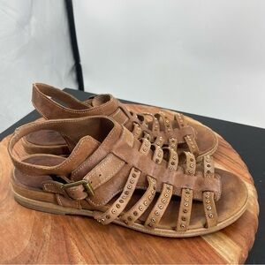 Guja Milano Sandals Size 40 EU (US 10) - Made In Italy brown leather studded